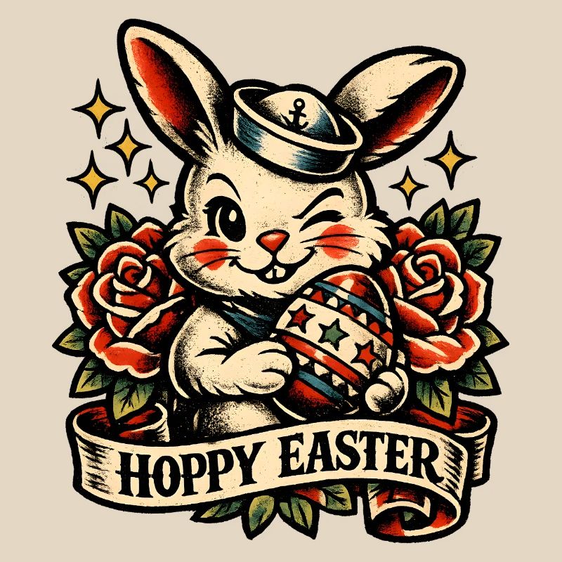 Hoppy Easter Easter Bunny with Easter Egg Vintage