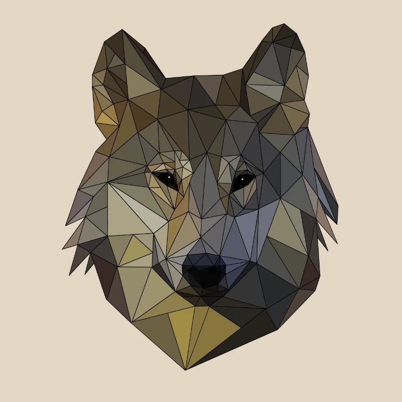Polygon Wolf Triangular Mosaic Shapes Polyart