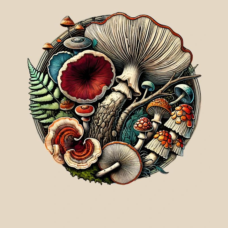 Conception complexe de champignons et d’éléments forestiers