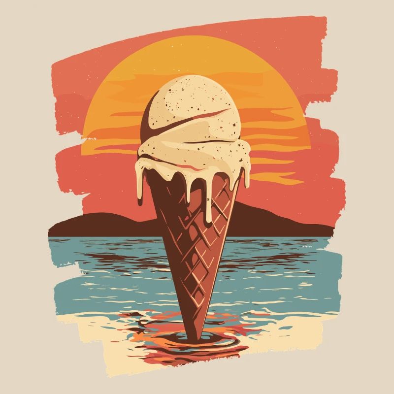 Glace et boule de glace coucher de soleil d’été