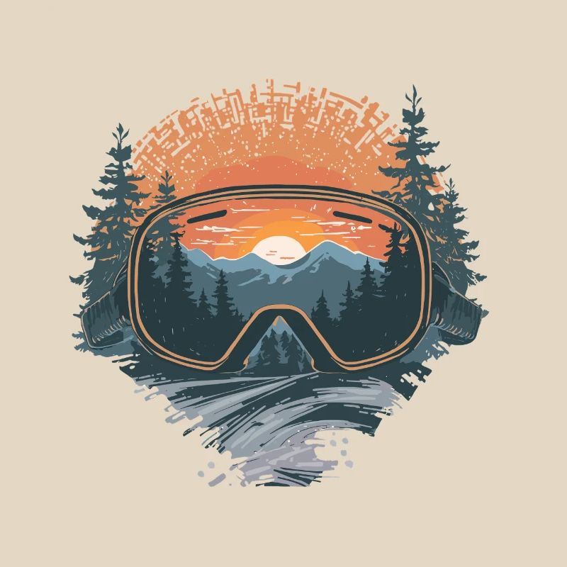 Masque de ski coucher de soleil