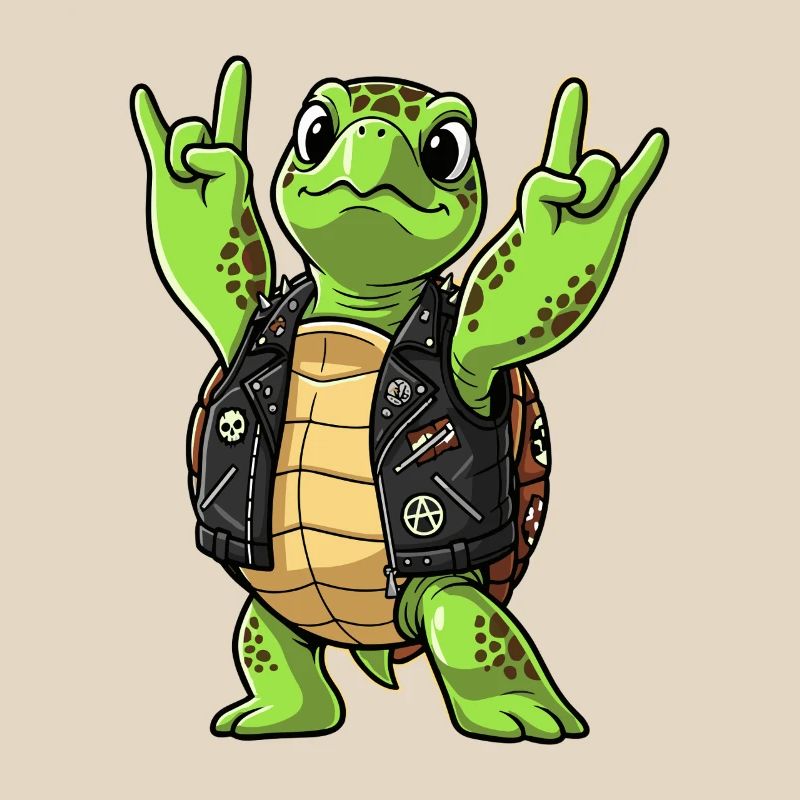 Rock and Roll Turtle Wearing Leather Jacket