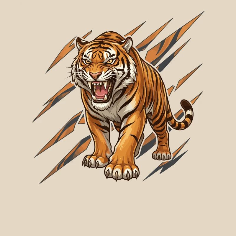 Wild tiger in scratch pattern