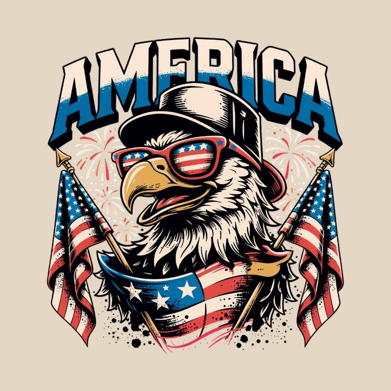 Patriotic Eagle with Flags