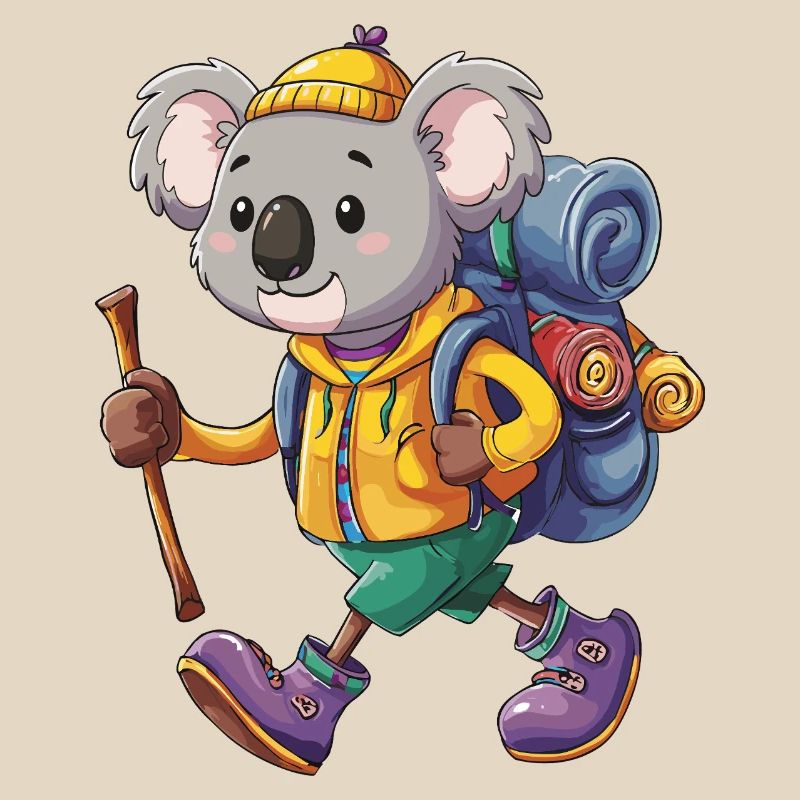Cute Koala Hiking Camping Adventure Backpacker