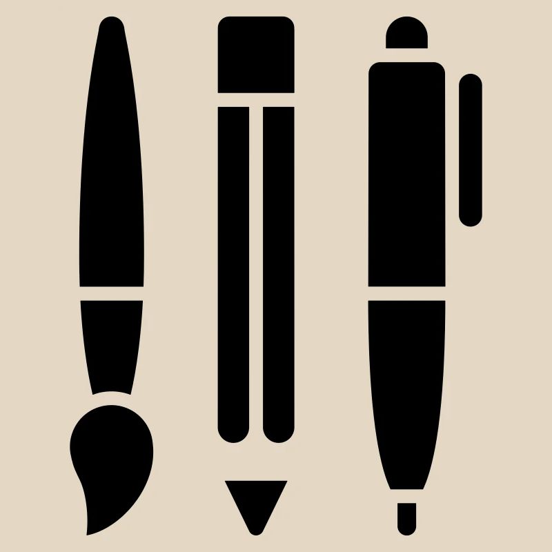 Pinsel, Bleistift und Stift - Kunst Symbol