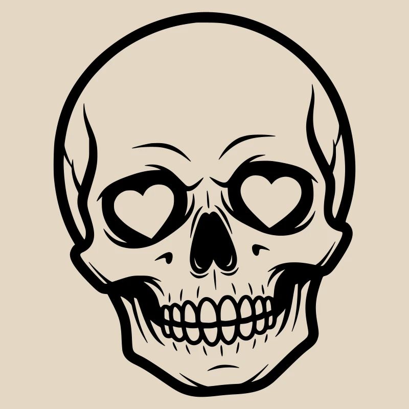 Skull Heart Line Art Illustration Design
