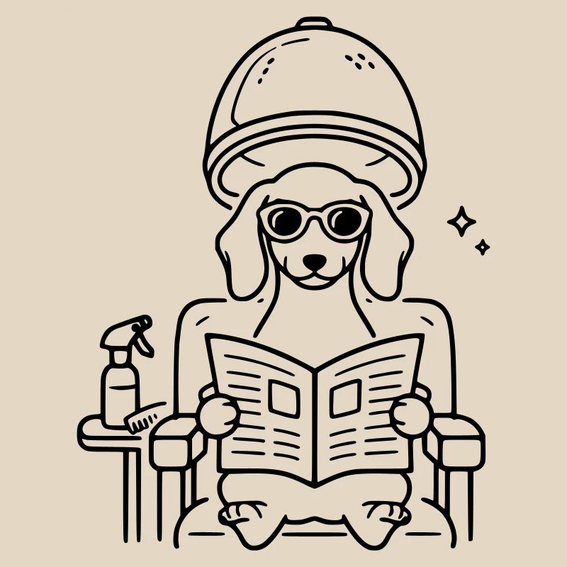 Teckel chien chez le coiffeur Art minimaliste en ligne