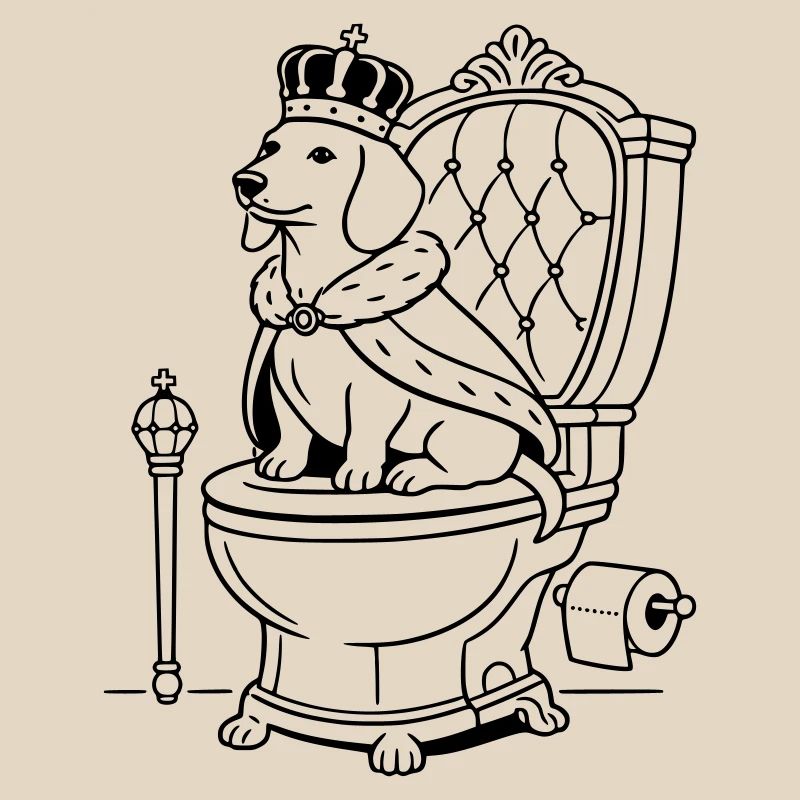dackel thron toilette line art