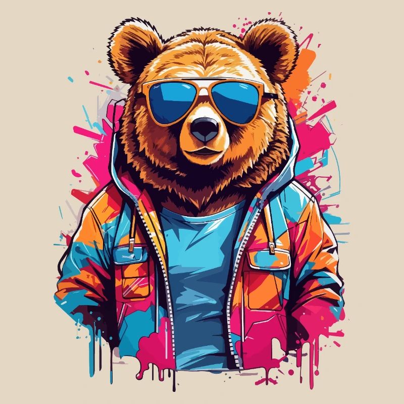 Ours néon dans un sweat à capuche coloré