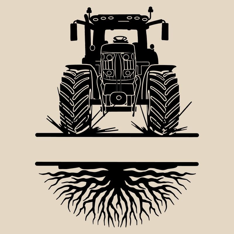 Traktor durch Schlamm unter wachsenden Wurzeln