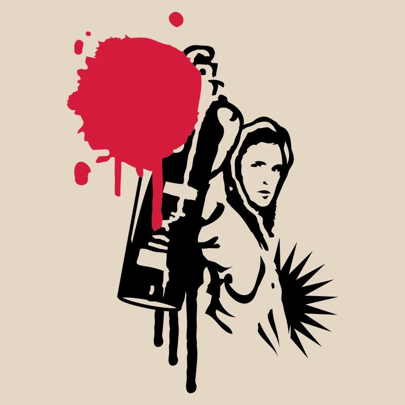 A sprayer with spray can in graffiti style