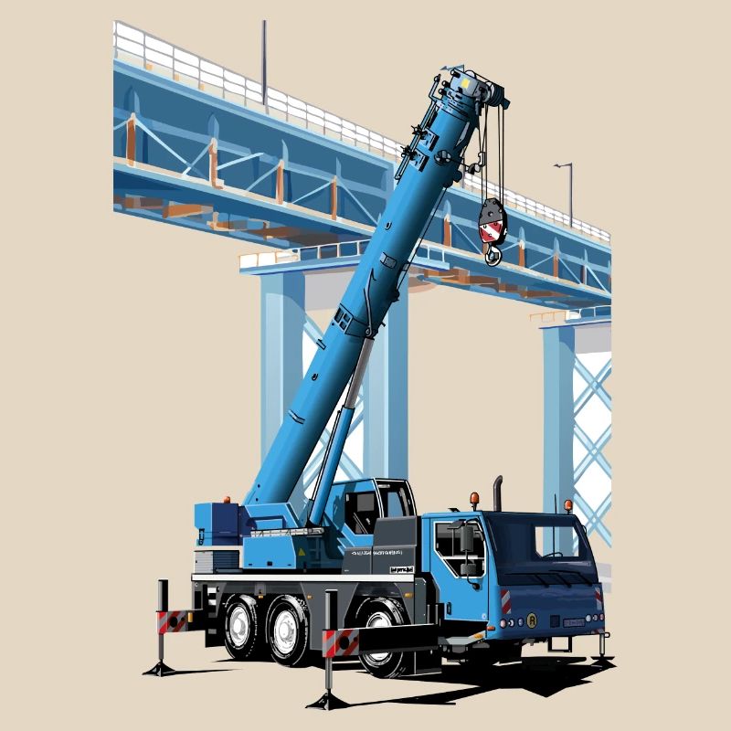 Mobile crane assembles bridge sections