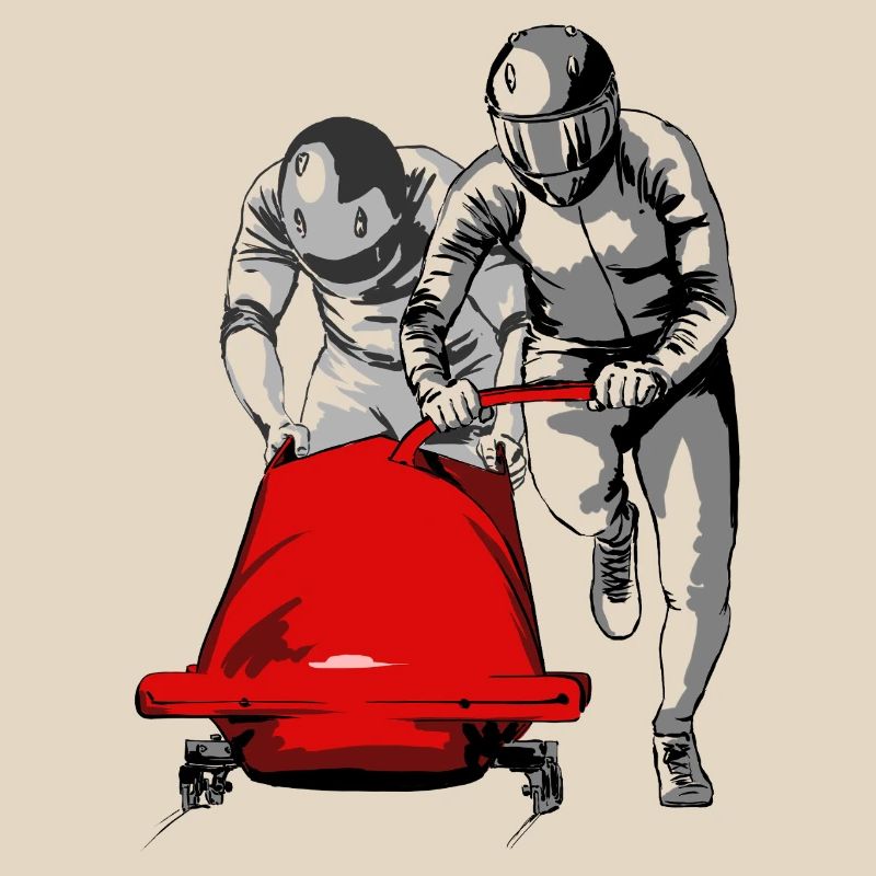 Bobsledder pushing at the start