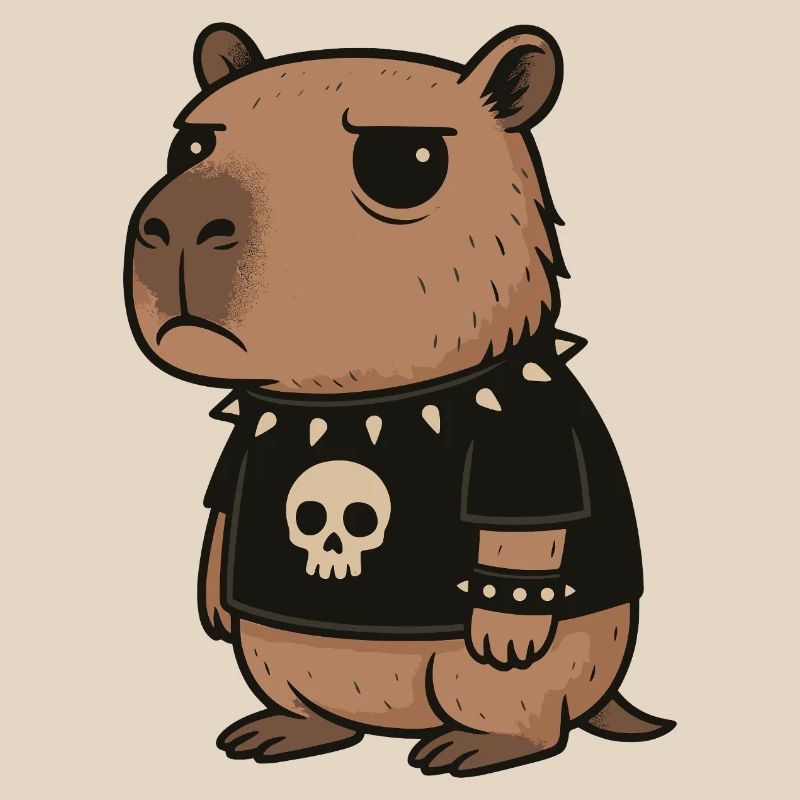 Goth Capybara Funny Emo Punk Rodents