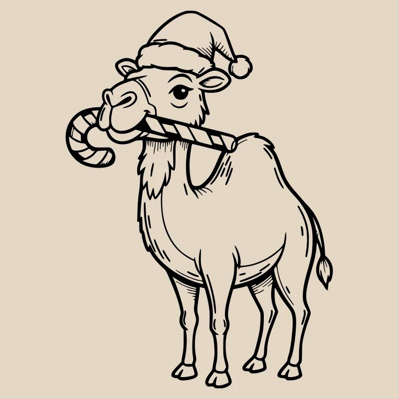 Kamel mit Weihnachtsmütze Illustration