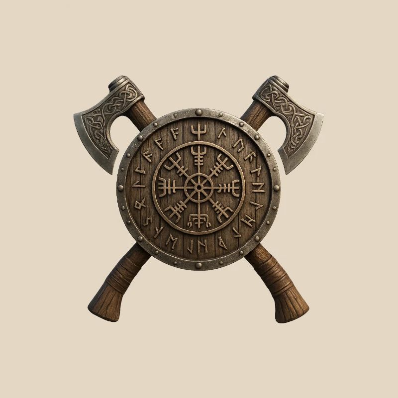 Viking Shield with Runic Wreath