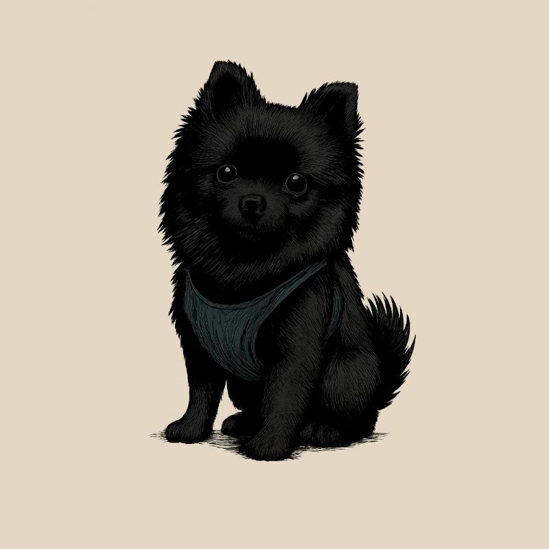 Schwarzer Spitz Hund mit Süssenblick