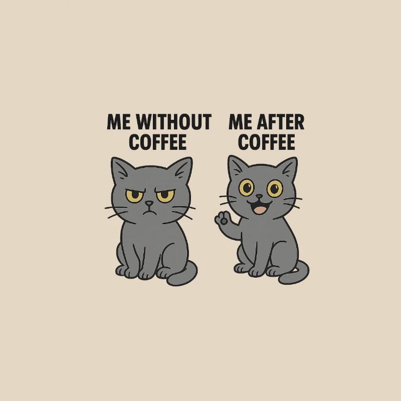 Cat memes: Grumpy without coffee