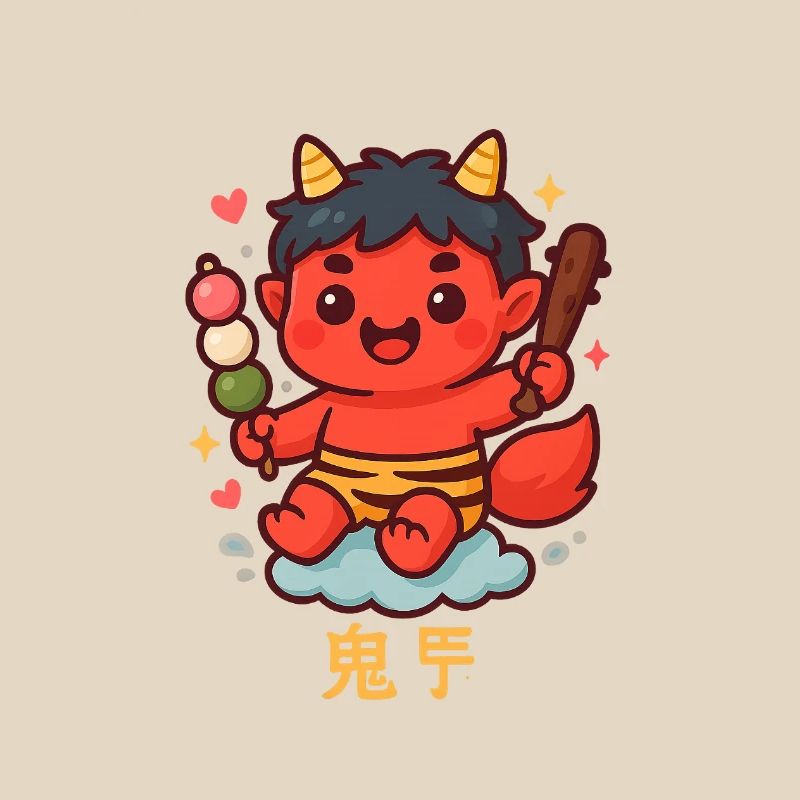 Oni doux avec dango et bâton