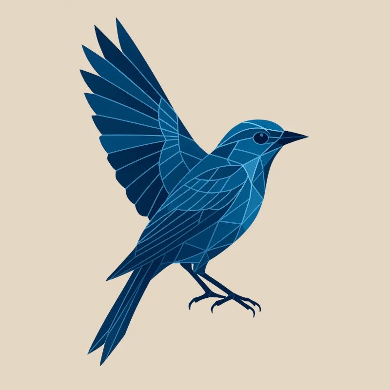 Geometric Blue Bird / Left Wing