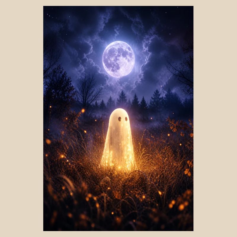 Moonlit Ghost in Lantern Field