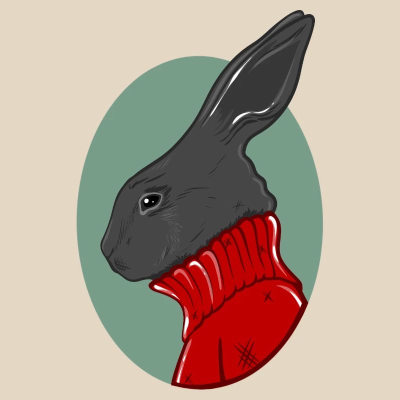 Hase mit rotem Pullover