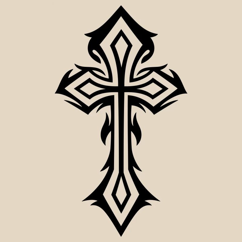 Cross, Crucifix, with thorns, gothic style.
