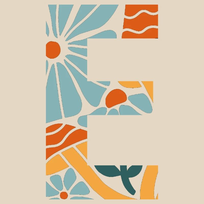 Lettre e fleurs groovy idée cadeau 