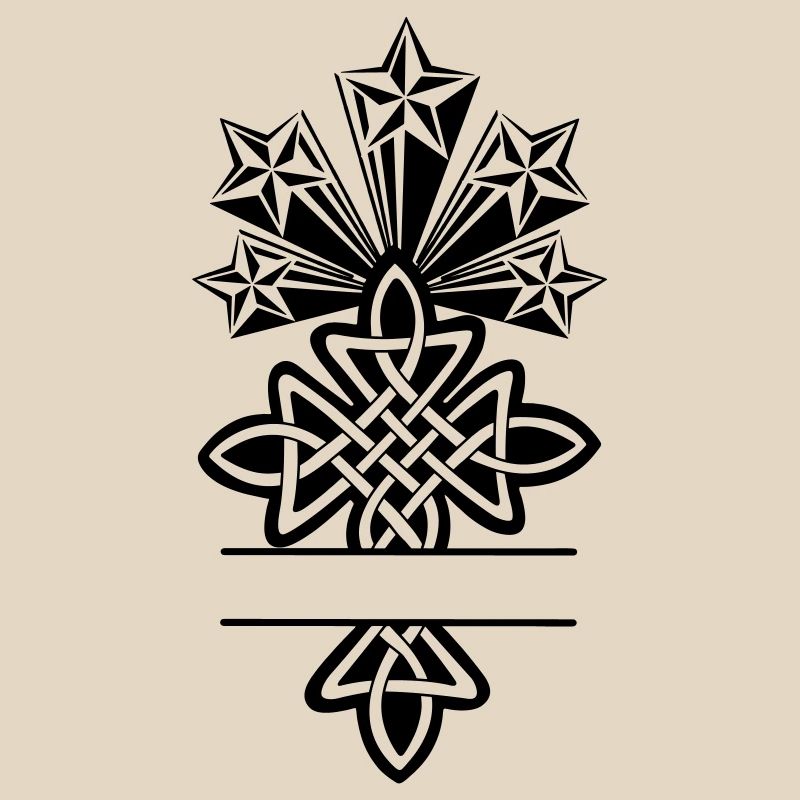 Celtic cross monogram five stars