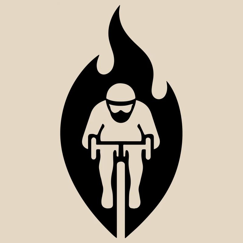 Road cyclists in flames – stylized logo