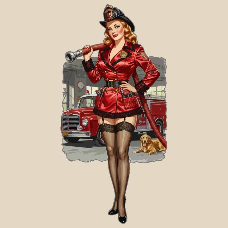 Pin-up Firefighter in Red