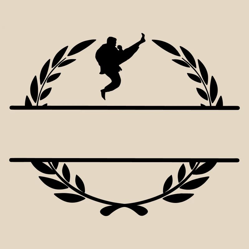 Karate oder Taekwondo gesprungener Schaufel Lorbeerkranz