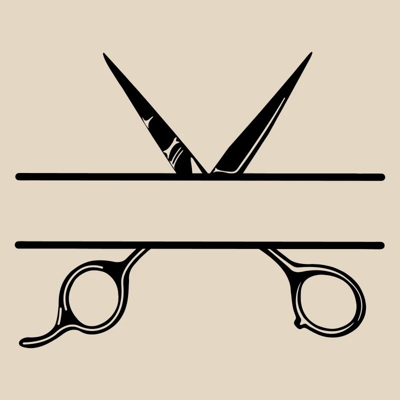 Texte bannière logo coiffeur ouvrir ciseaux