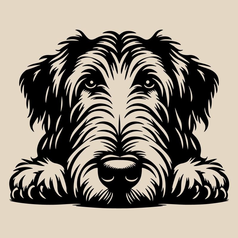 Irish Wolfhound Head with Paws