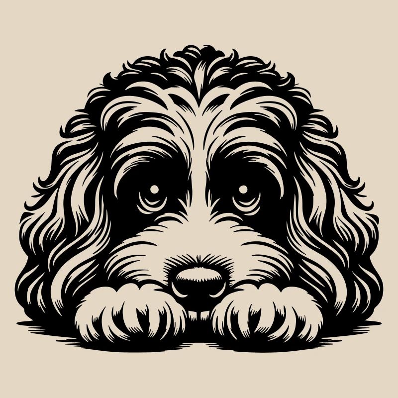 Cavapoo Kopf mit Pfoten