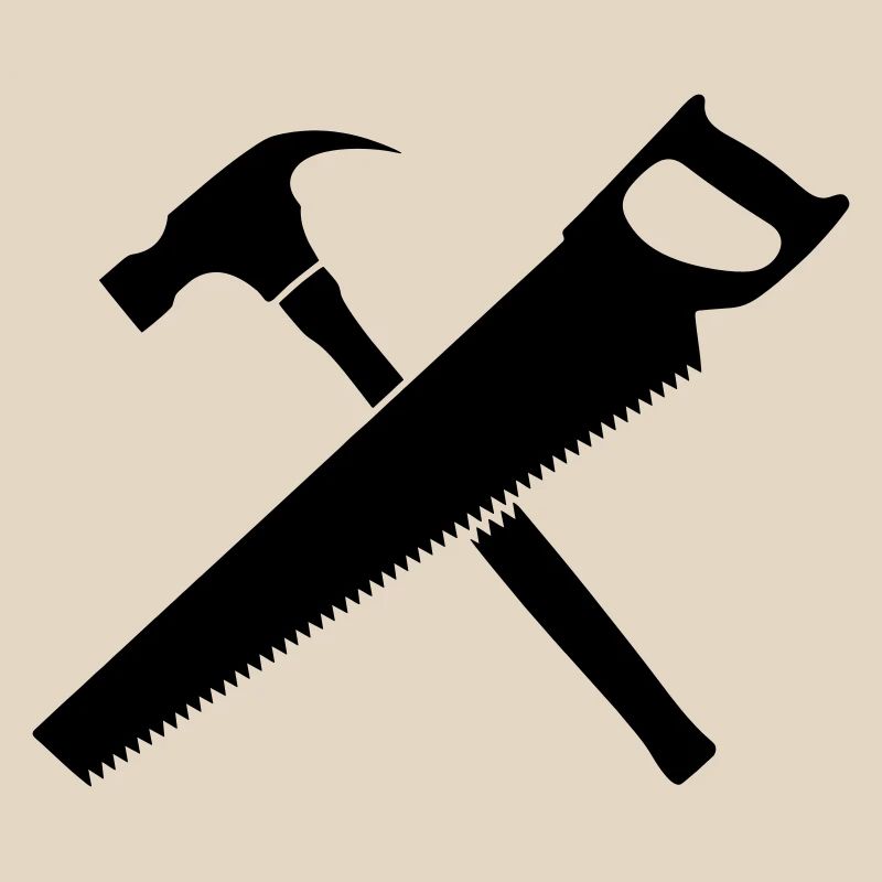 Outils charpentier marteau et scie