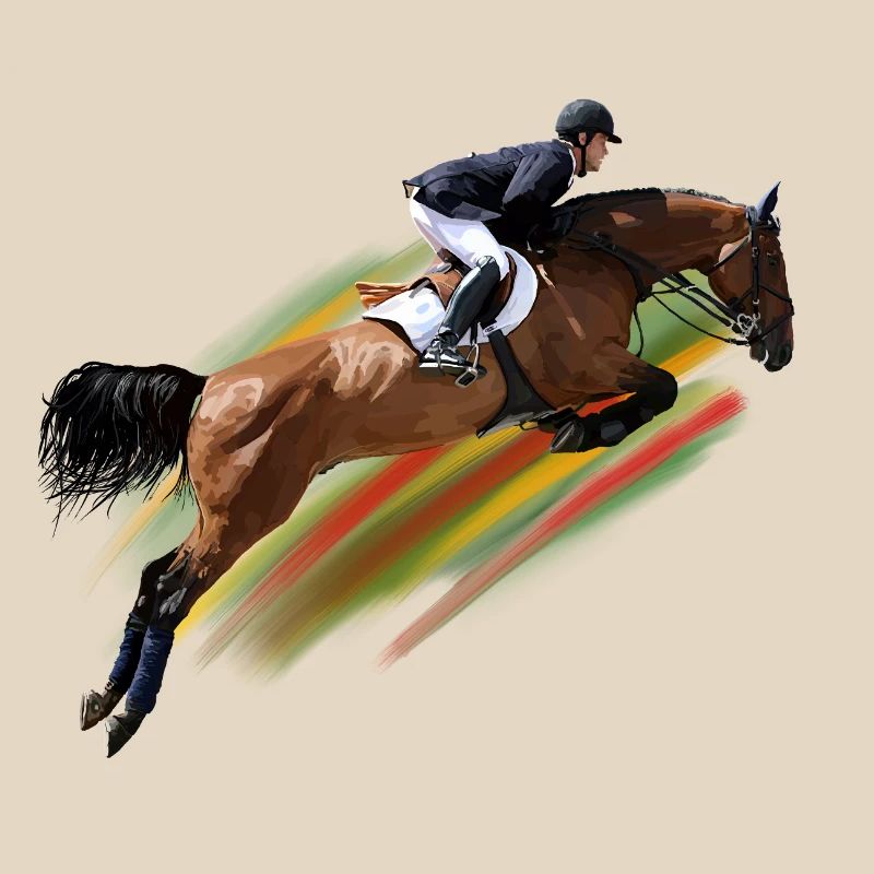 Cavalier de saut d'obstacles dynamique au galop