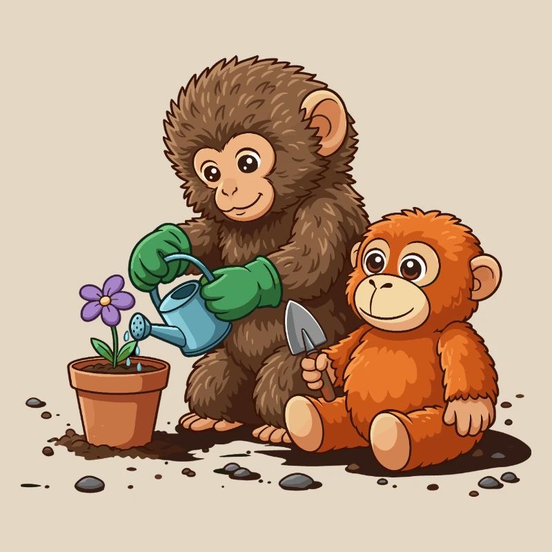 the monkey punch - Affe Gartenarbeit