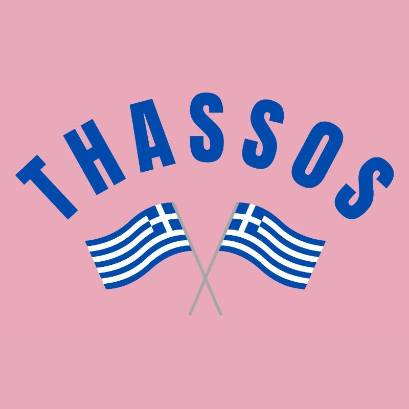 Thassos Drapeaux Grecs Croisés