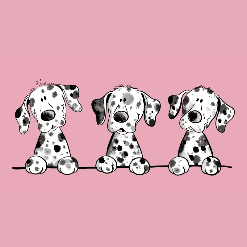 Witzige Dalmatiner Hunde Welpen Comic Geschenk
