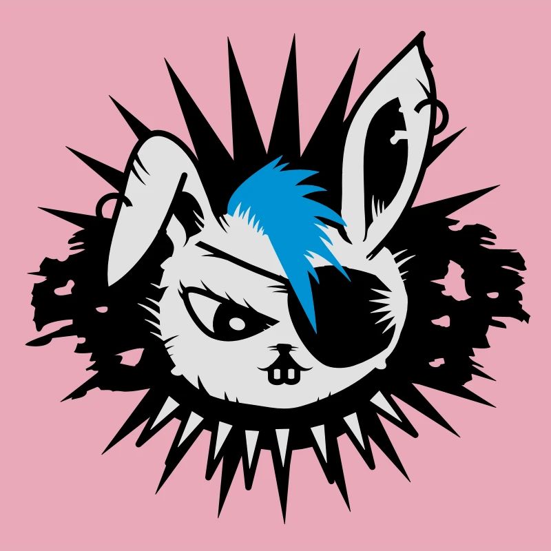 rabbit with an eye patch and a mohawk