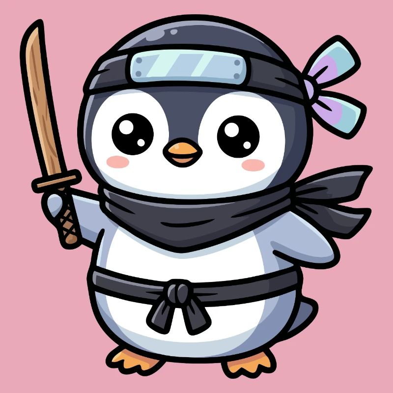 Pingouin Ninja avec Épée