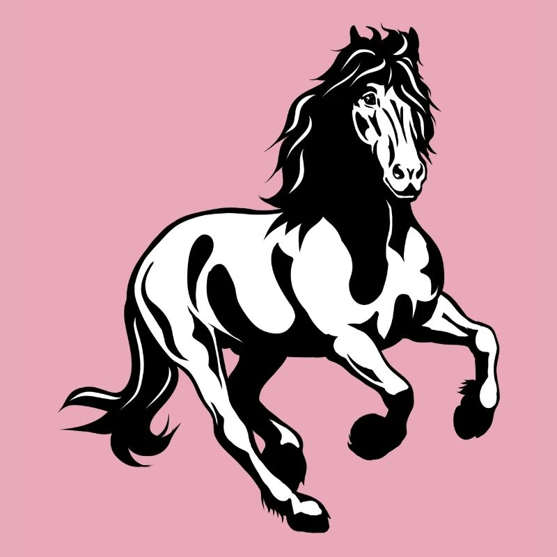 Friesian stallion galloping