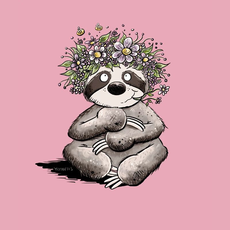 Flowers sloth in spring