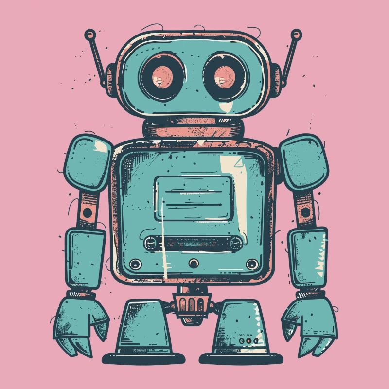 Dessin de robot sarcelle rétro