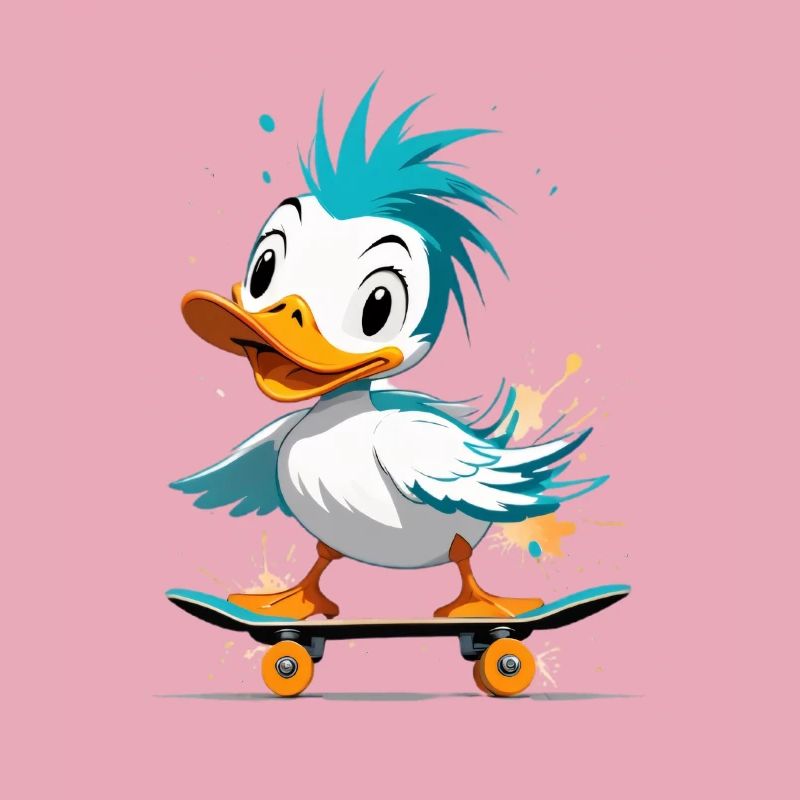 Duck on skateboard color explosion