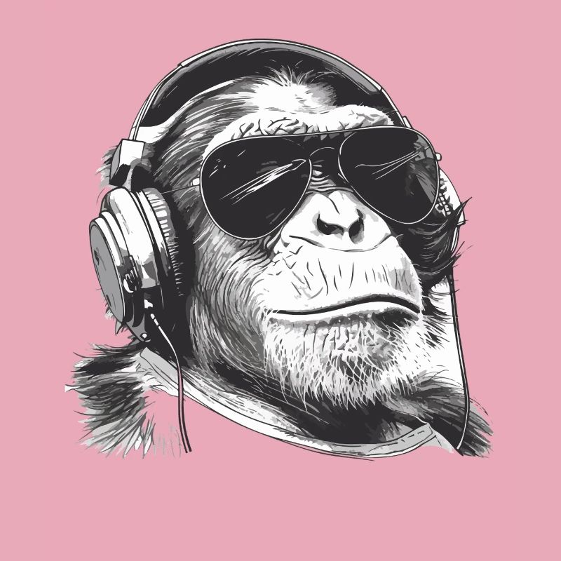 Affe DJ mit Kopfhörern