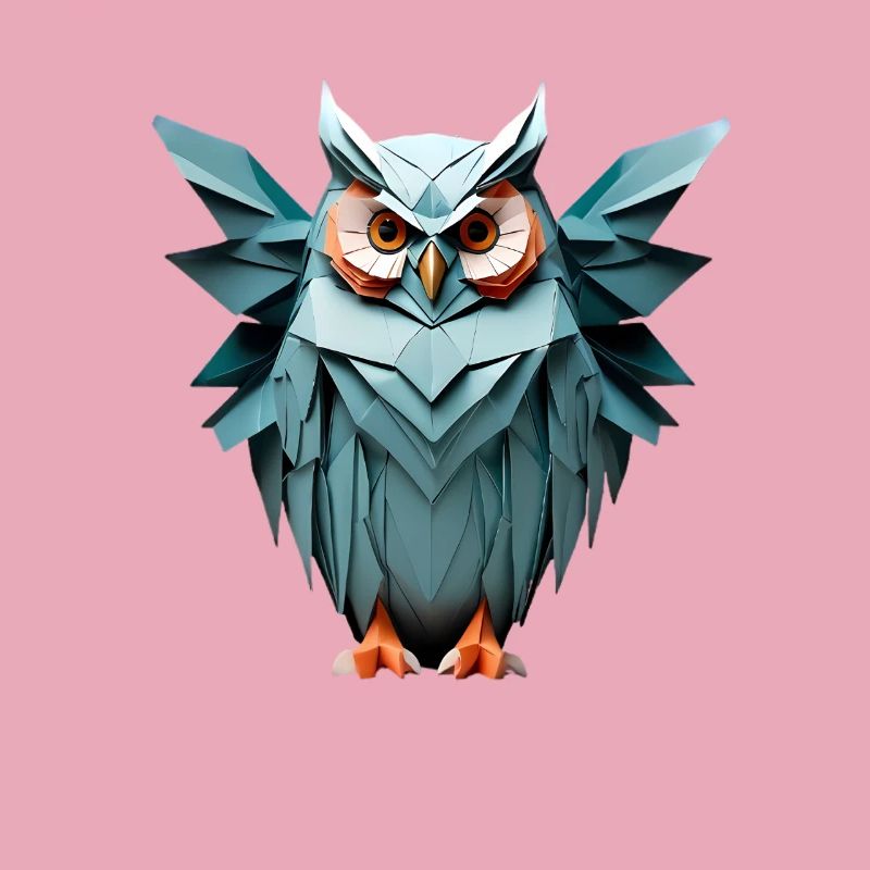Blau Low-Poly Eule Design