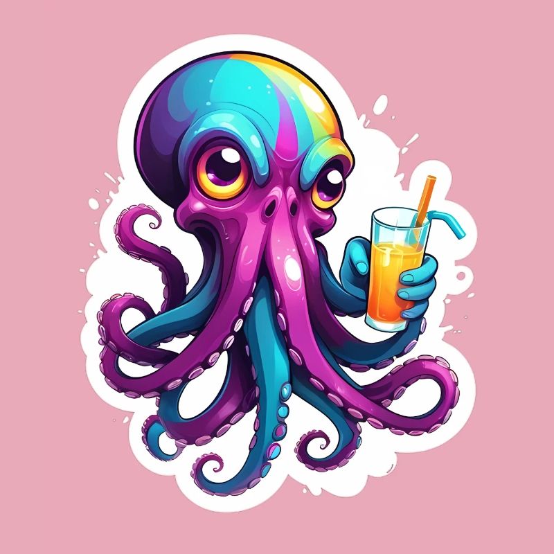 Colorful octopus with drink